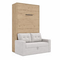Lit armoire escamotable 100x200 cm avec canapé intégré Gris Sable