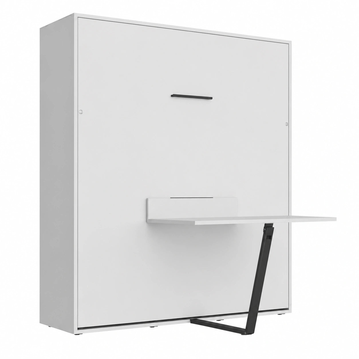 Lit mural escamotable avec armoire et table intégrée 160x200 cm gris perle