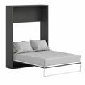 Lit escamotable vertical 160 x 200 cm avec matelas - Anthracite et Naturel