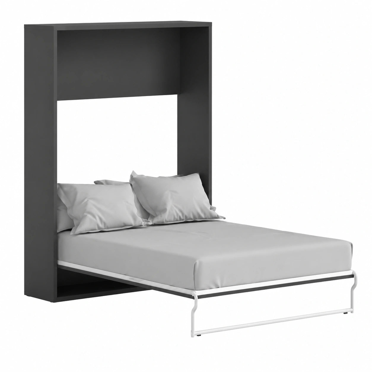 Lit escamotable vertical 160 x 200 cm avec matelas - Anthracite et Naturel