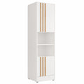 Colonne de rangement avec 2 niches et 2 portes - Blanc et Naturel