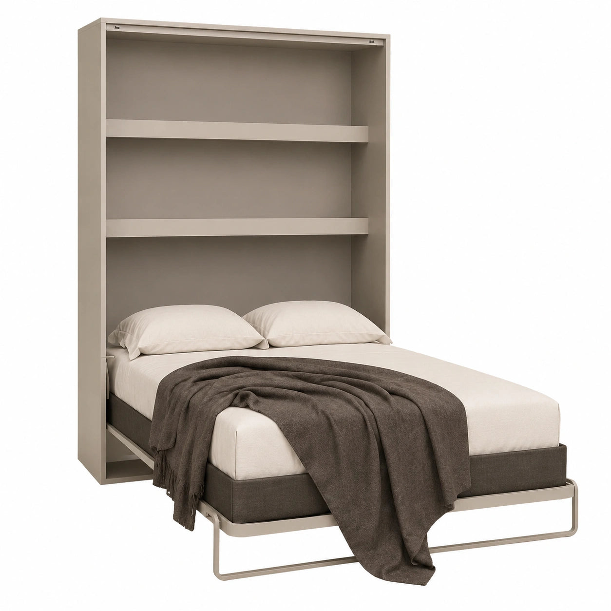 Lit Armoire Escamotable 140x200cm Gris Perle