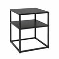 Table de Chevet Industrielle en Métal Noir avec Étagère