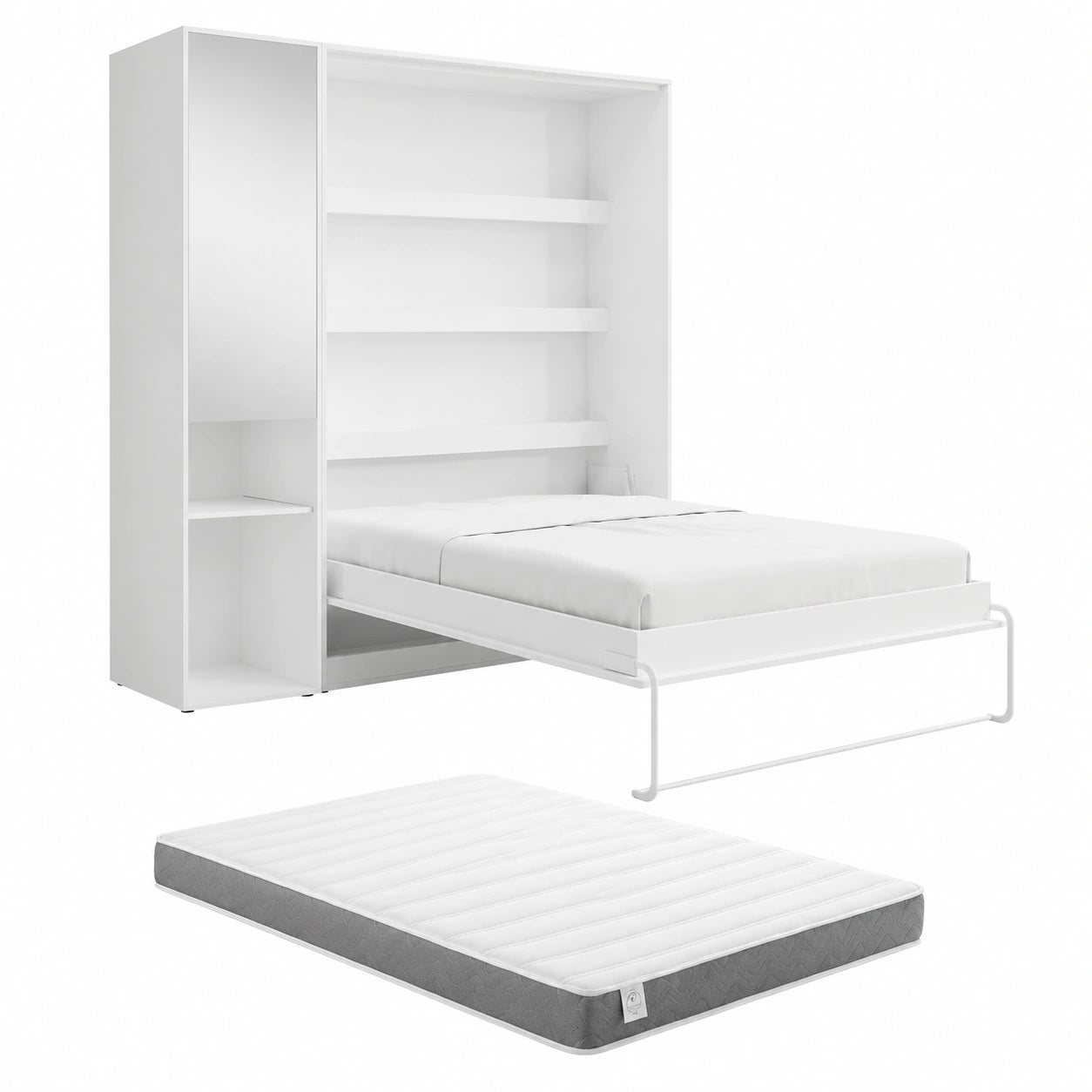 Lit escamotable vertical avec rangement et miroir