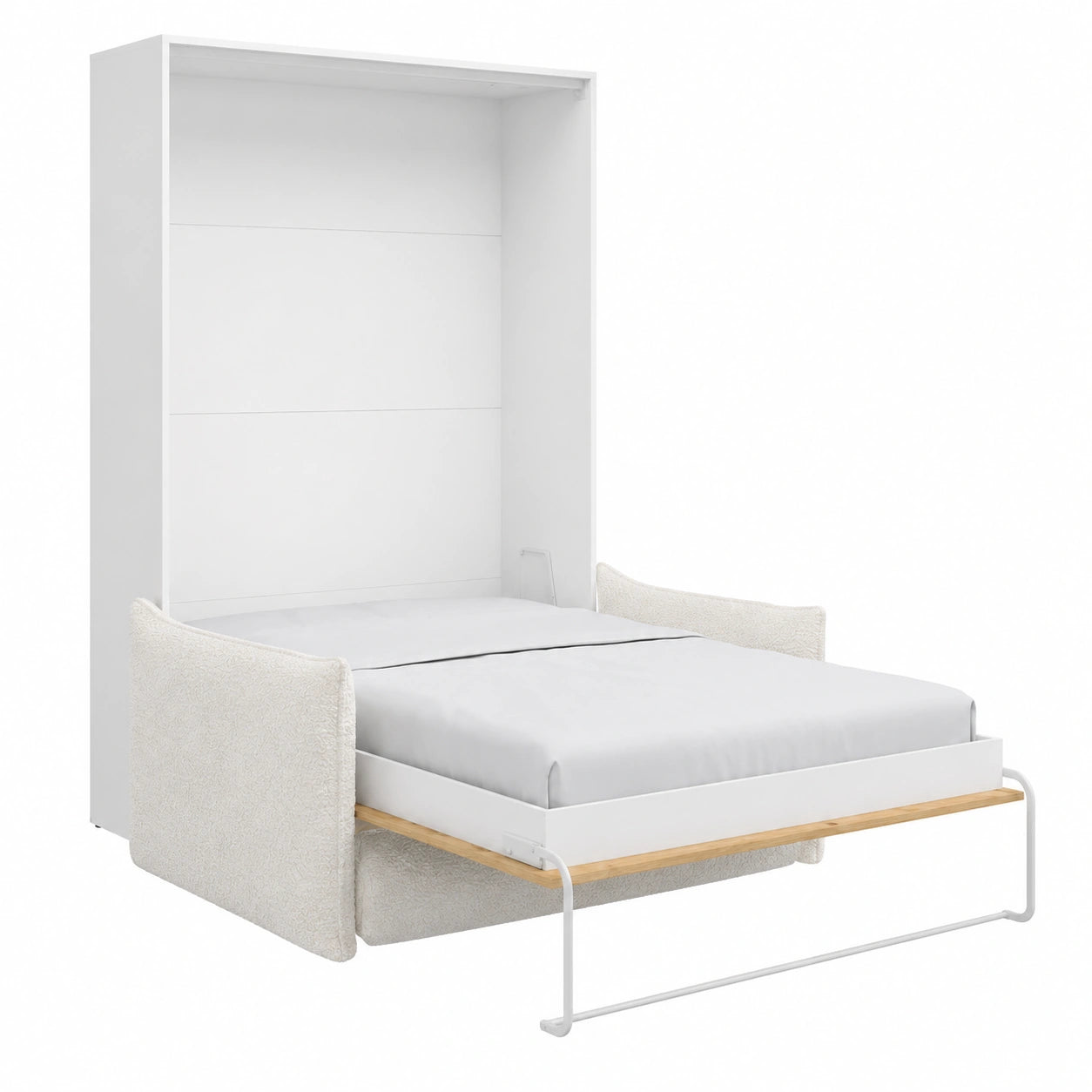 Lit escamotable vertical 160x200 cm avec canapé tissu bouclette