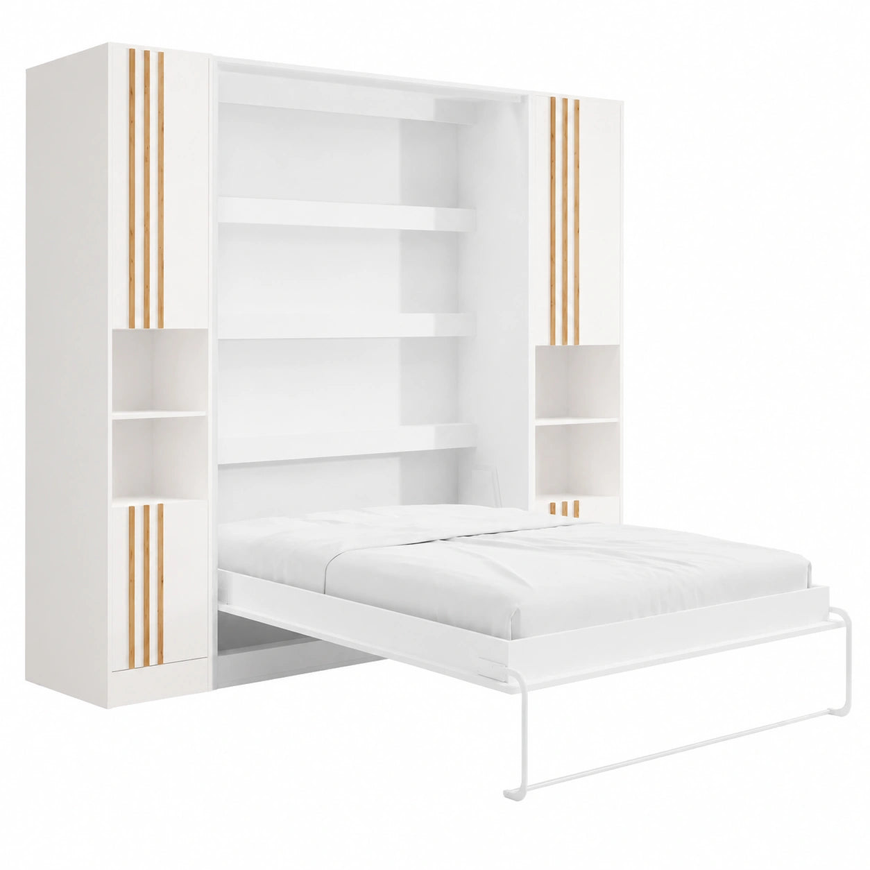 Lit escamotable vertical avec rangement et éclairage LED