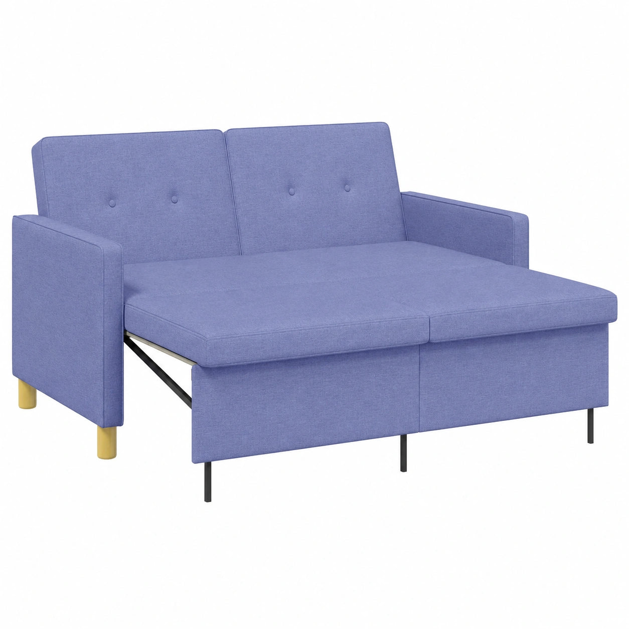 Canapé-lit convertible en tissu bleu avec dossier ajustable