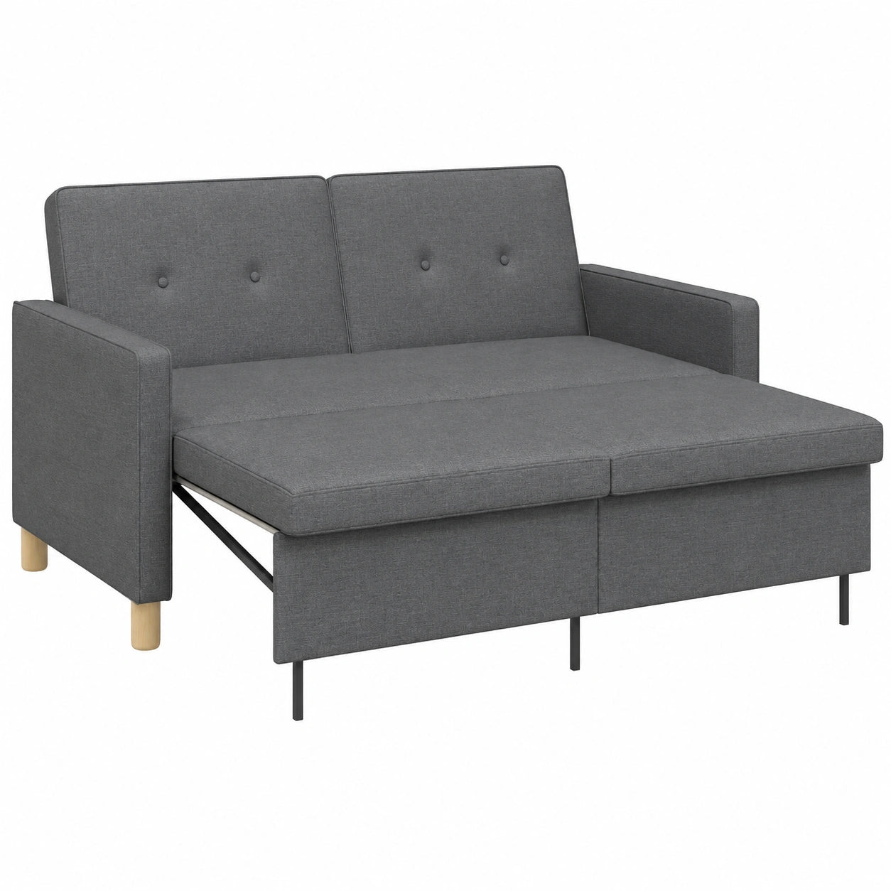 Canapé-lit Moderne 2 Places Gris Foncé avec Dossier Réglable