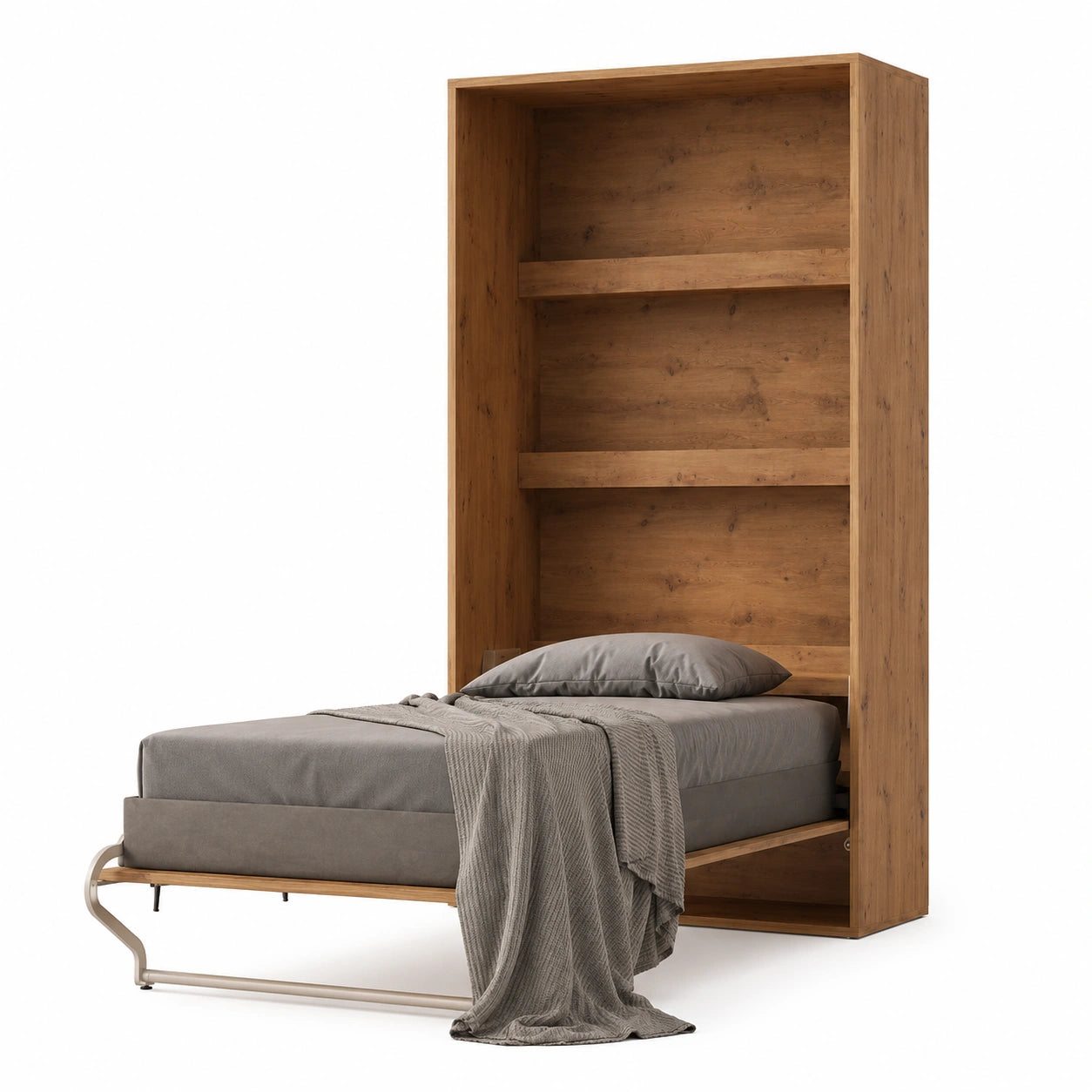 Lit armoire escamotable 100x200 cm bois chêne