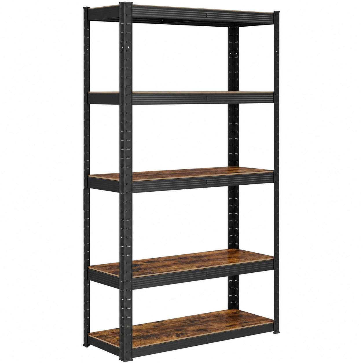 Étagère de Rangement Industrielle à 5 Niveaux, 650 kg, Planches Réglables, Marron Rustique et Noir