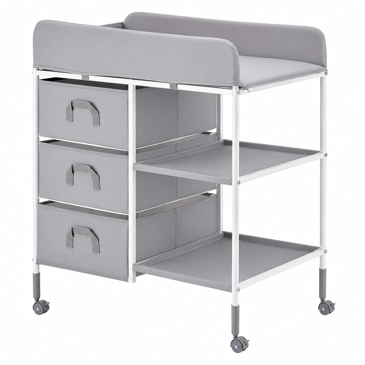 Table à langer portable avec tiroirs et roulettes verrouillables, meuble multifonctionnel pour bébés
