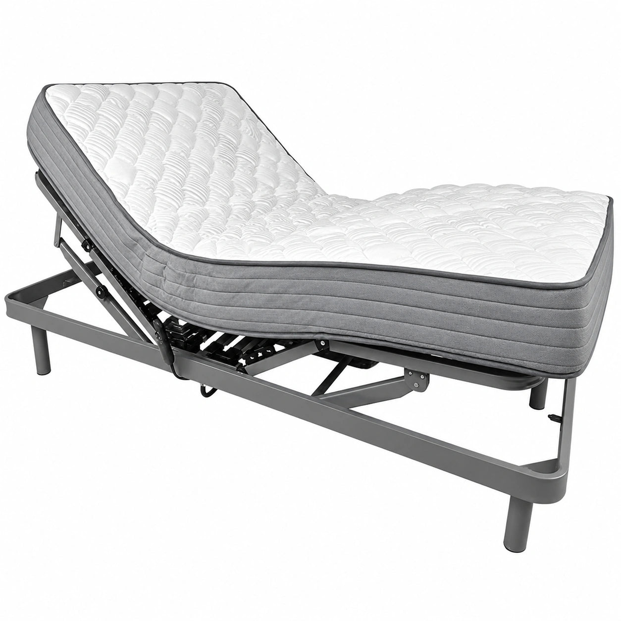 Lit électrique articulé renforcé avec matelas viscoélastique, 90 x 190 cm, gris anthracite