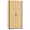 Armoire 2 Portes avec Penderie et Étagères Rangement Industriel