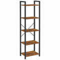 Étagère 6 niveaux industrielle pour bureau et salon, marron rustique