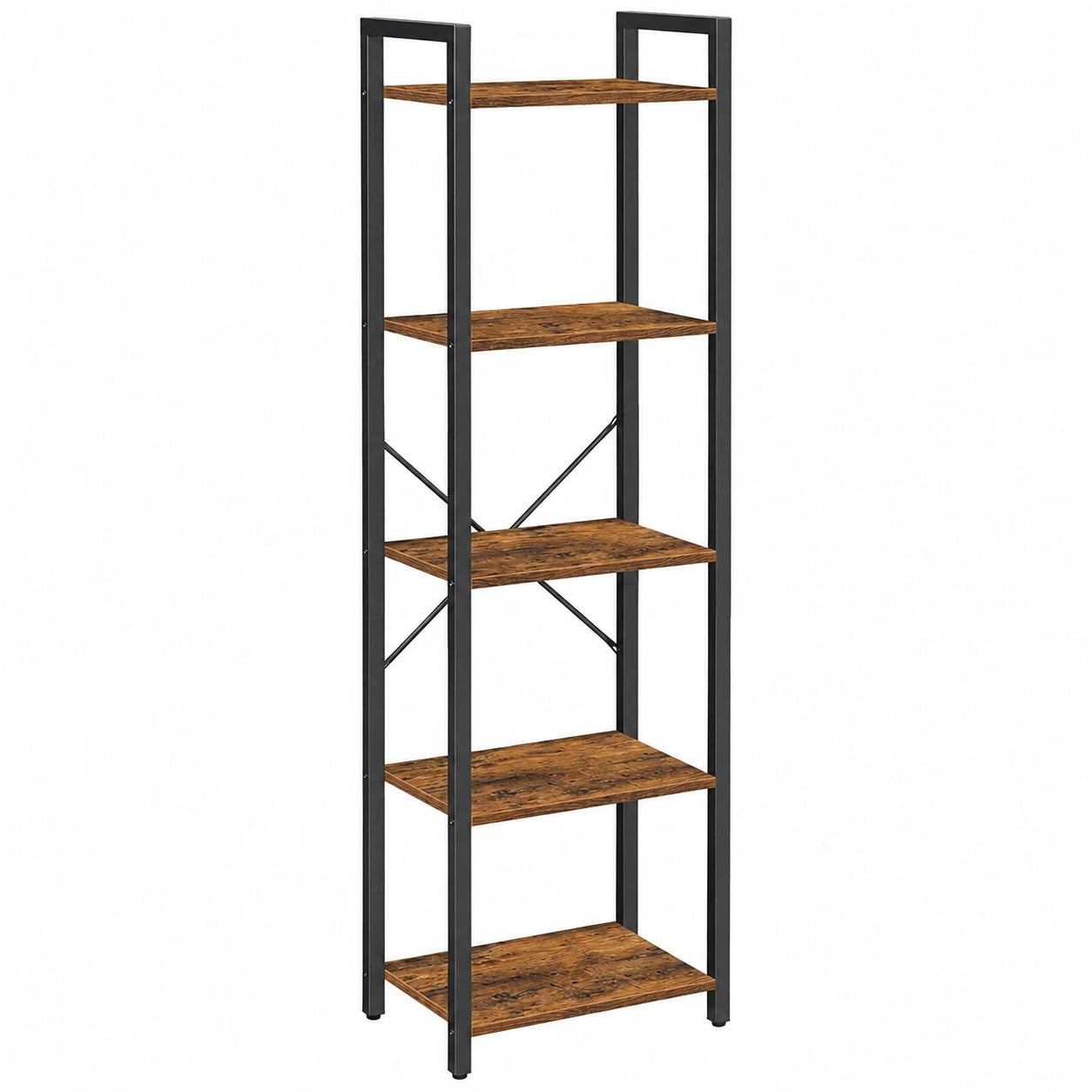 Étagère 6 niveaux industrielle pour bureau et salon, marron rustique