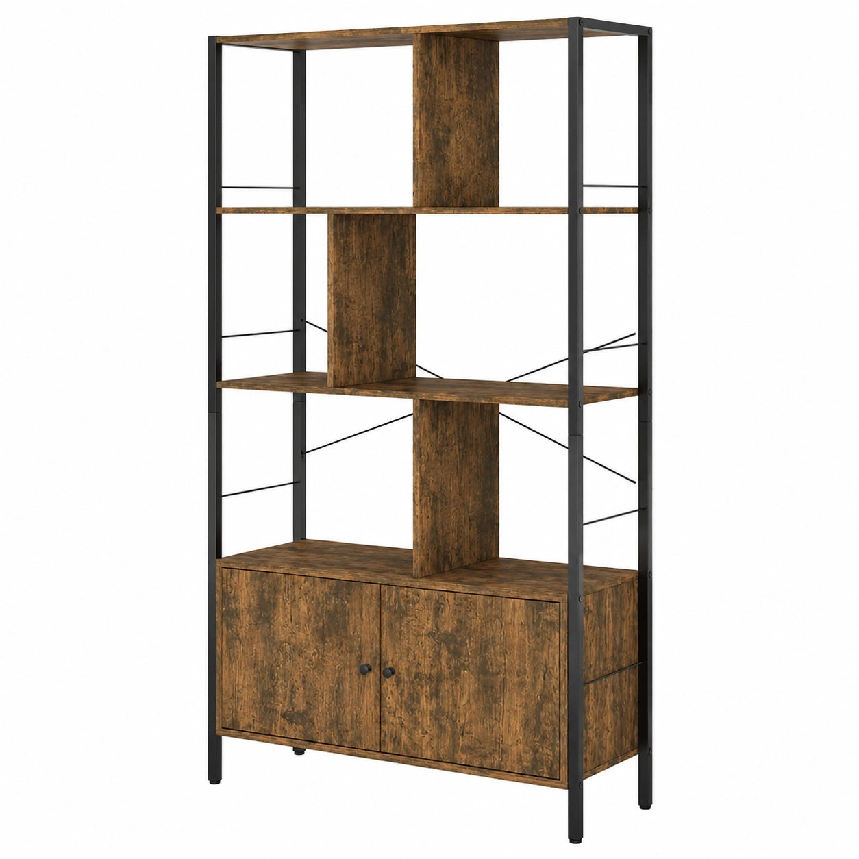 Bibliothèque Industrielle 4 Niveaux avec Armoire