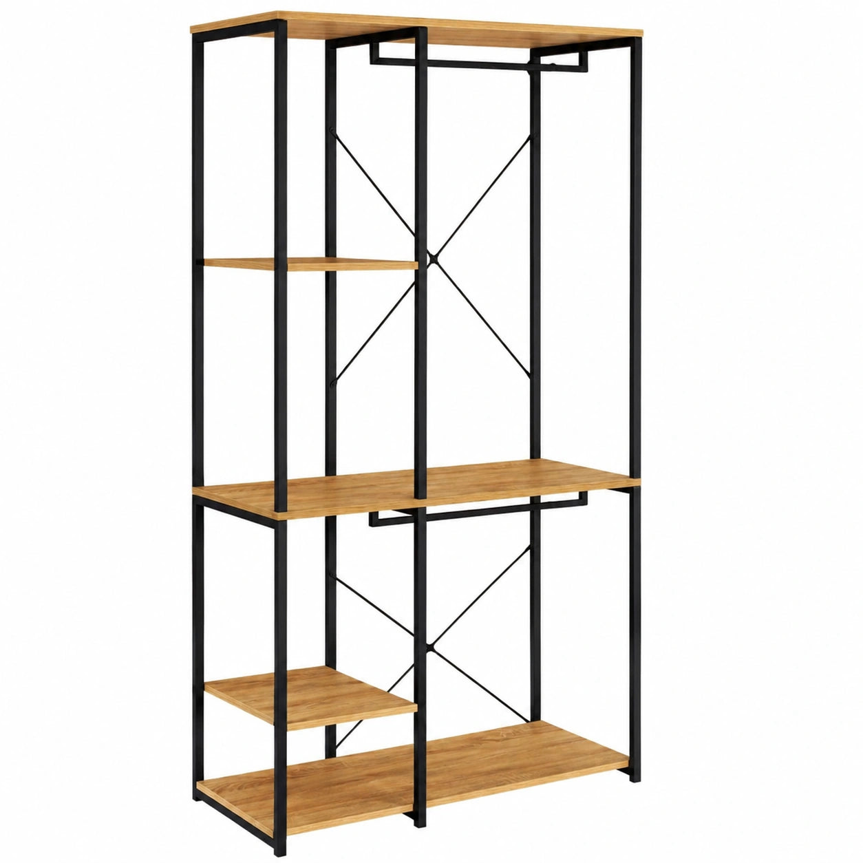 Armoire Double Penderie avec Étagères Industrielles 90 cm