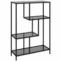 Étagère en Verre Trempé Noir, Style Industriel, 3 Niveaux