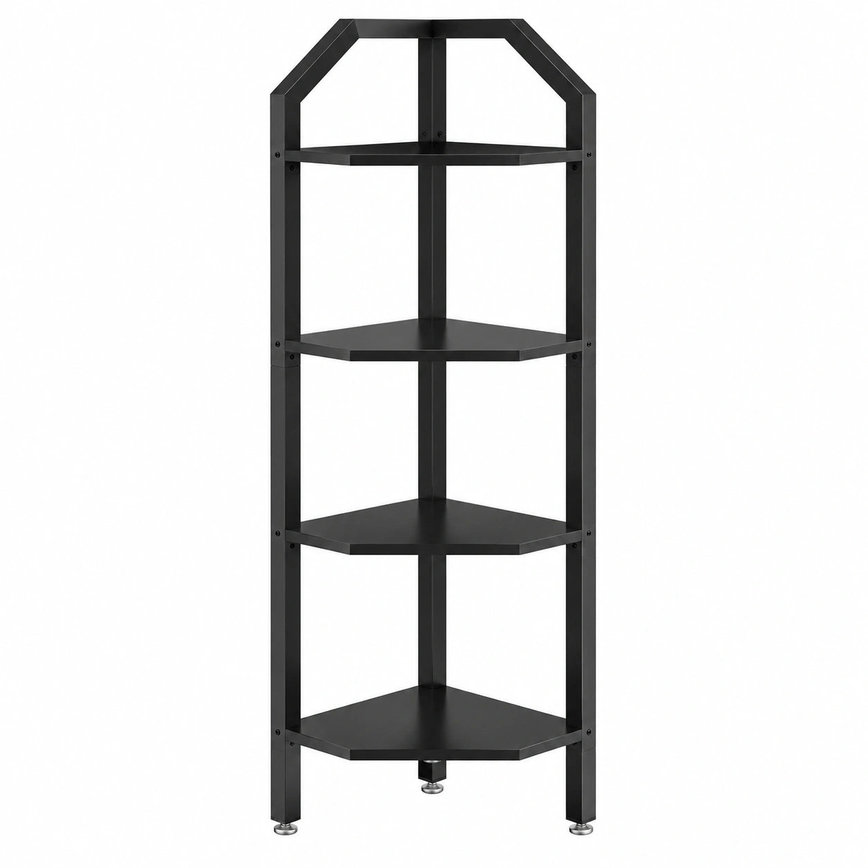 Étagère d'angle 5 niveaux, hauteur 176 cm, rangement multi-usages, style industriel, noir