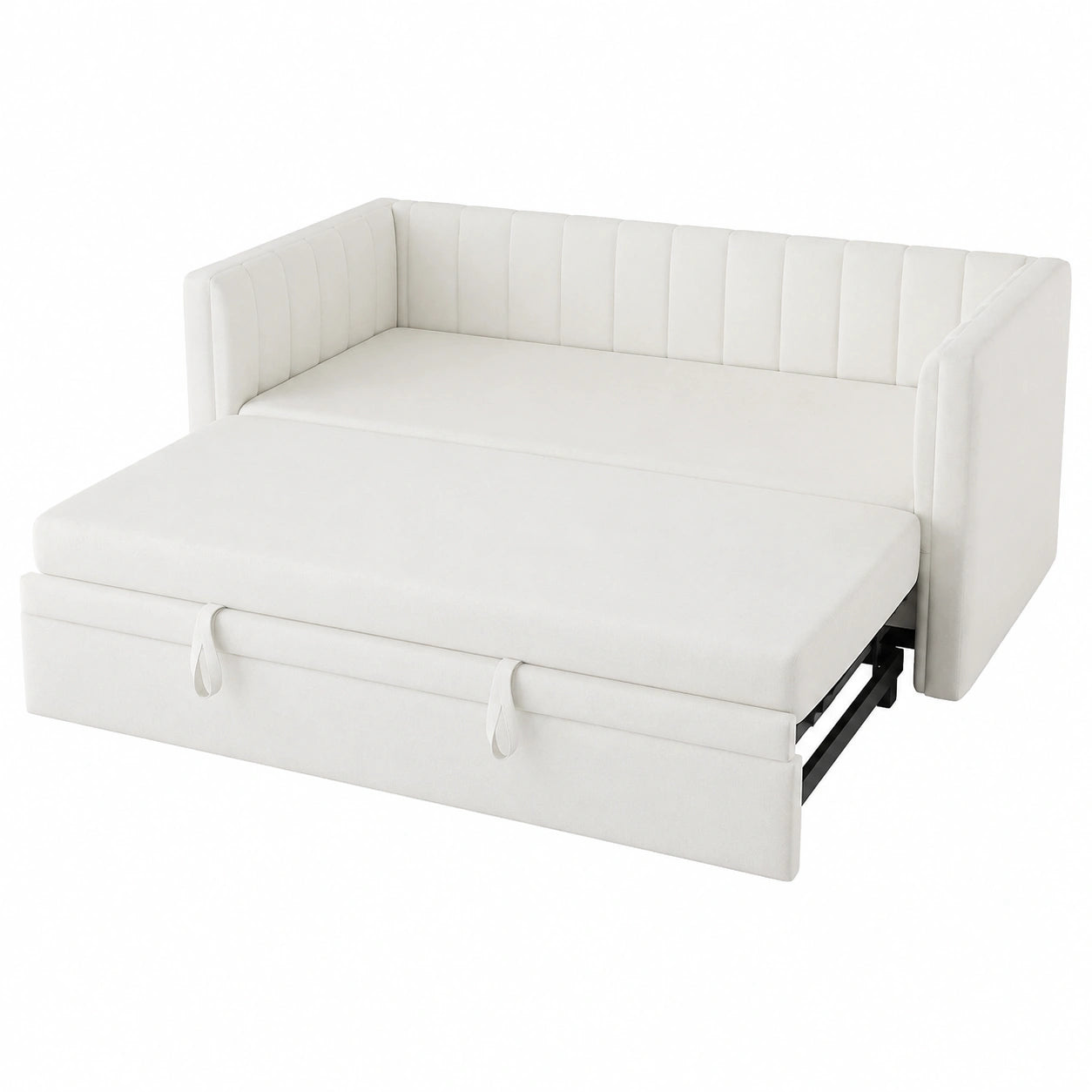Canapé Convertible Multifonctionnel 90/180x200 cm en Velours Blanc