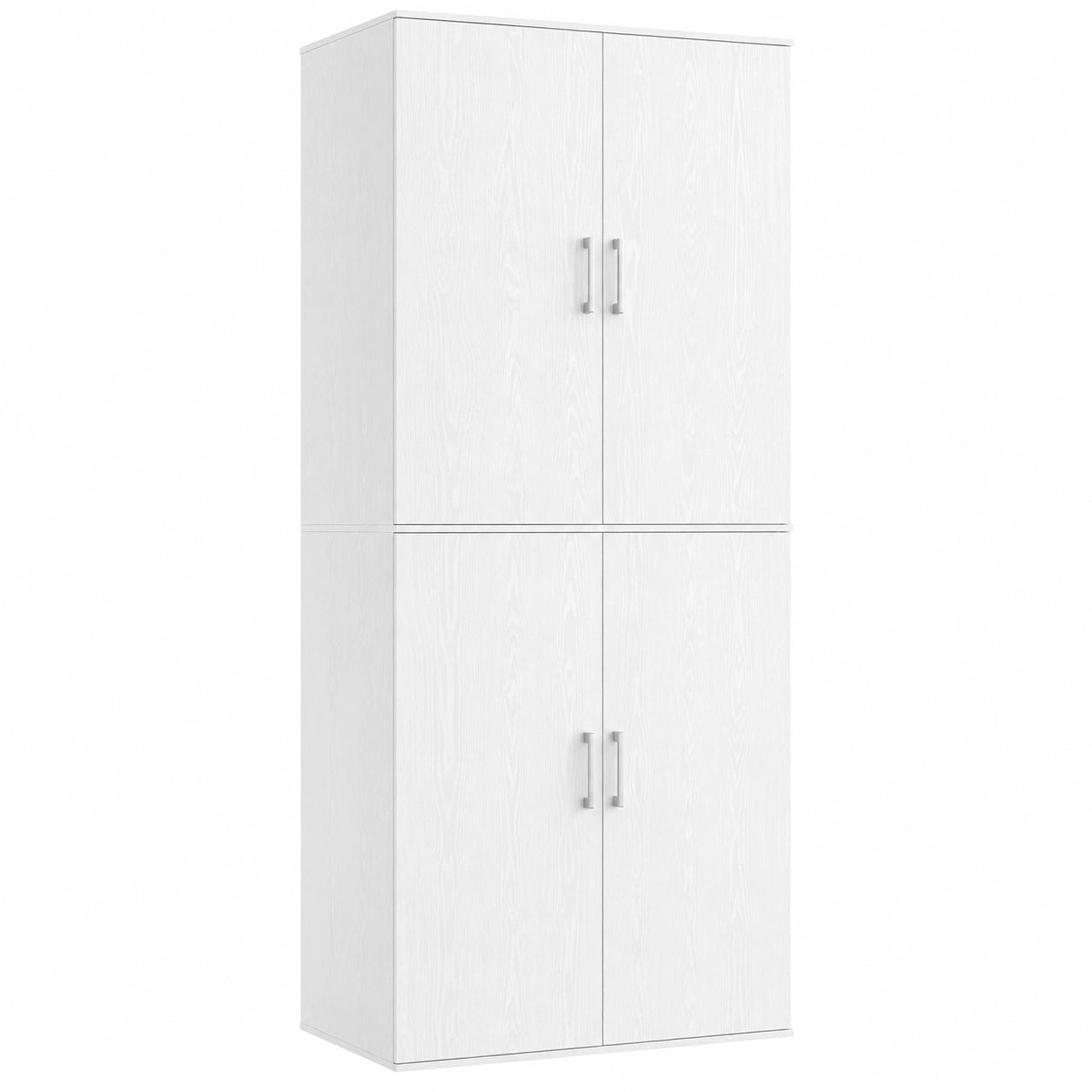 Armoire de Rangement Multifonctionnelle 4 Portes, 5 Étagères, Blanc