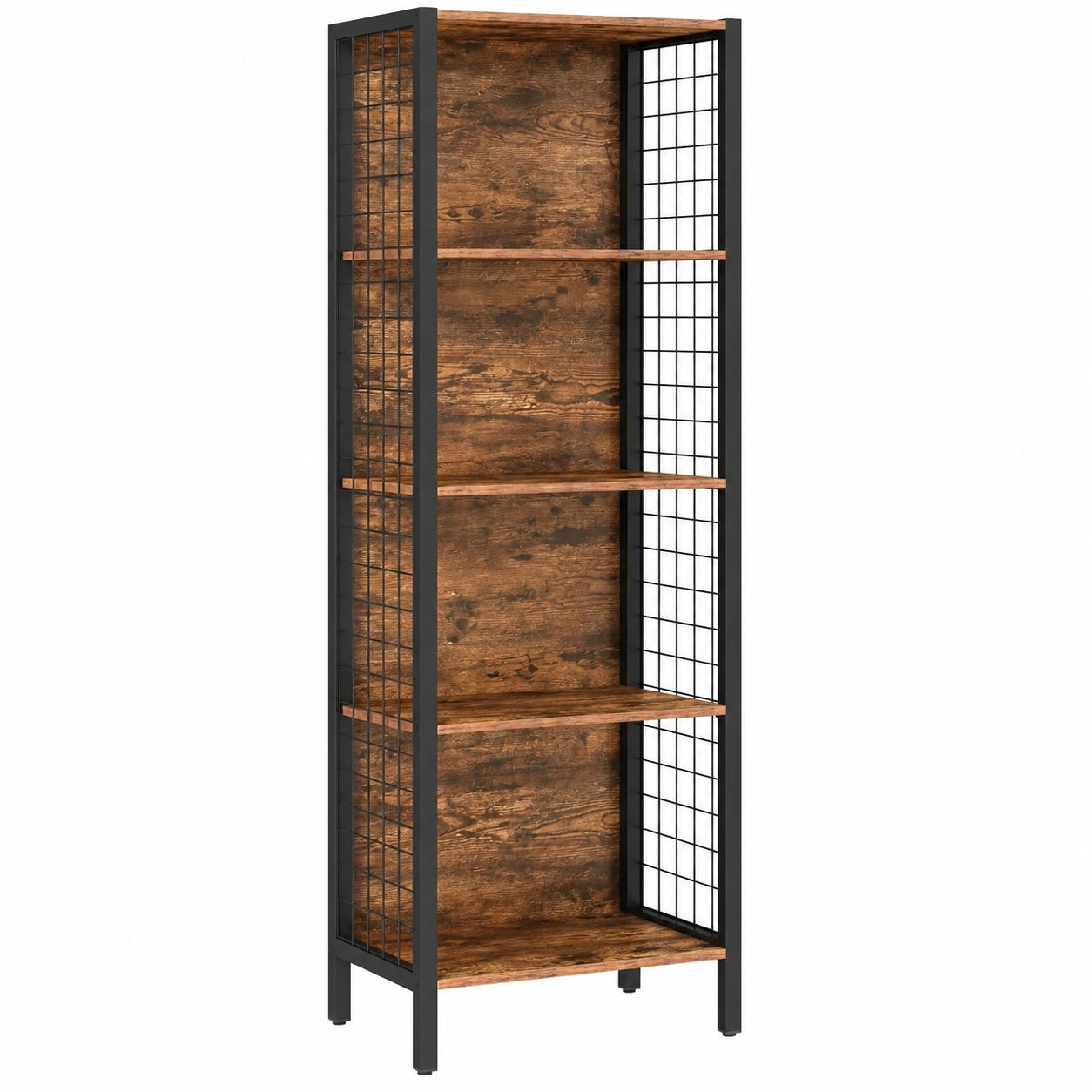 Étagère à 6 niveaux avec crochets pour bureau et salon, marron et noir, 30 x 40 x 175,6 cm