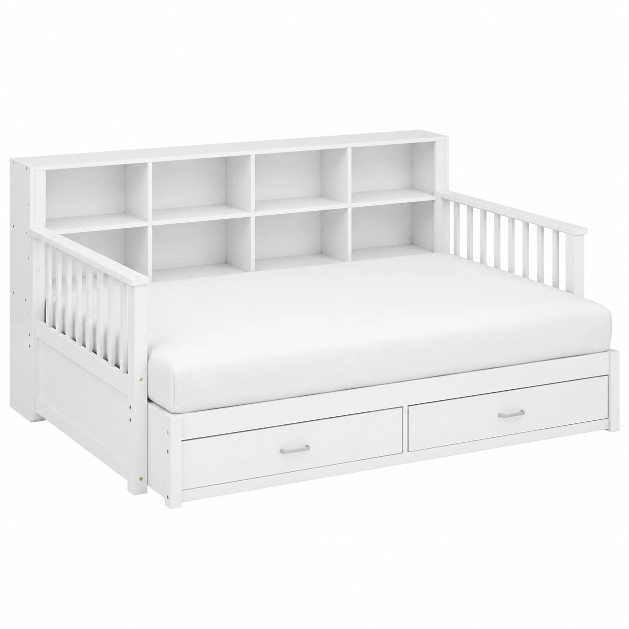 Canapé-lit Extensible avec Rangement et Tiroirs, Lit Multifonction Bois avec Prise de Courant